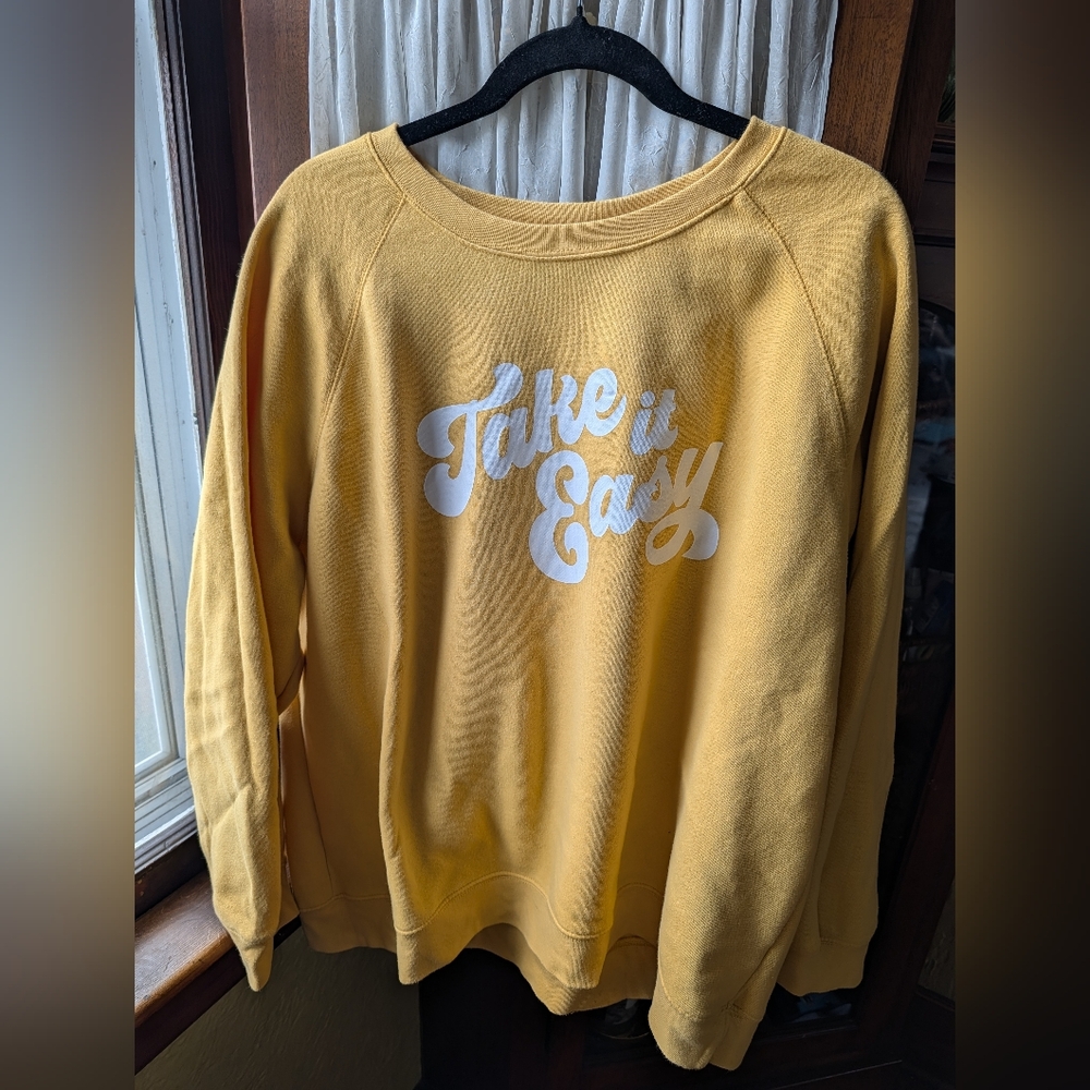 State Of Mine Take It Easy Yellow Graphic Sweatshirt